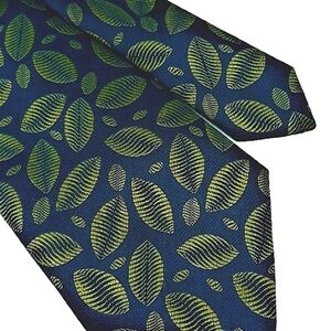 Necktie Navy Blue Gold Graphic Football Spirals HORNES UK British